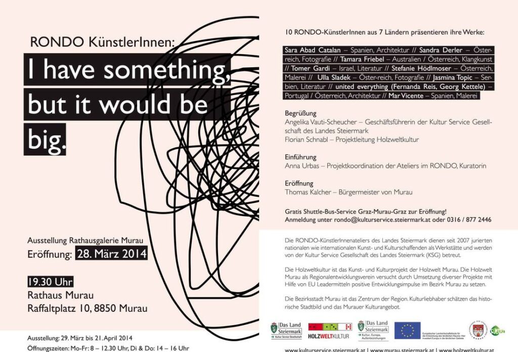 The promotial liflet for the exhibition 2014 in Murau, within RONDO residency