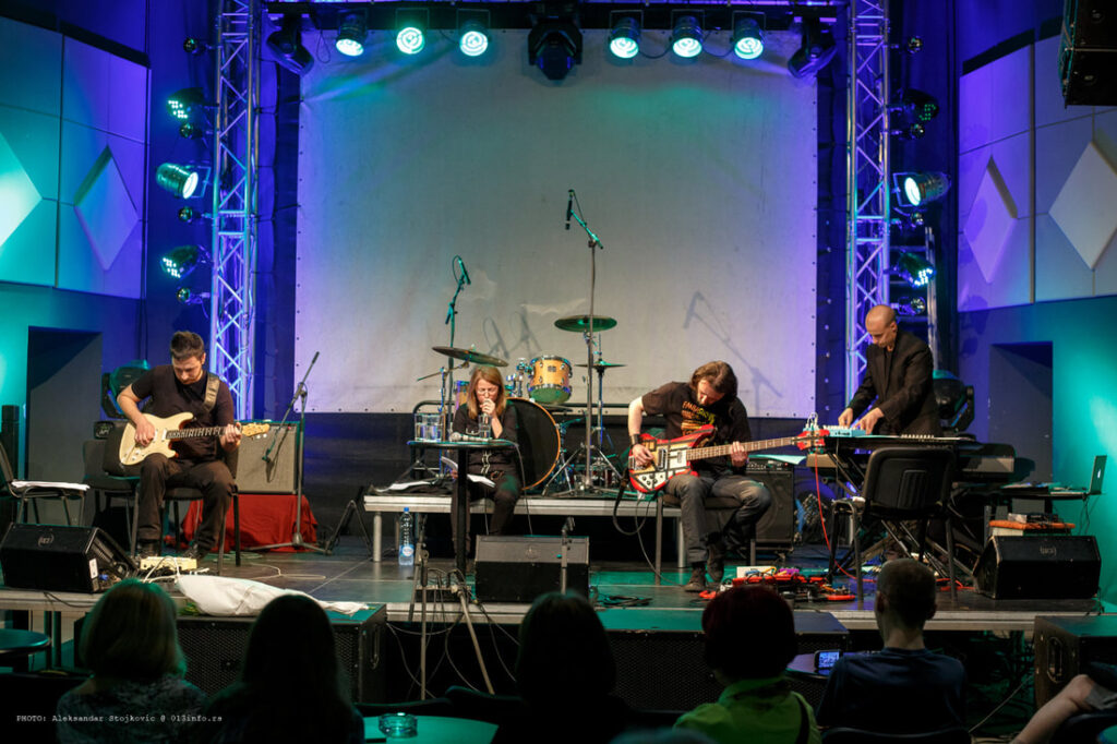 Second half of the evening presentation - performance featuring (left to right): Sava Marinković, Jasmina Topić, Đurađ Šimić and Slobodan Reković. Apolo hall, 2017 Pančevo