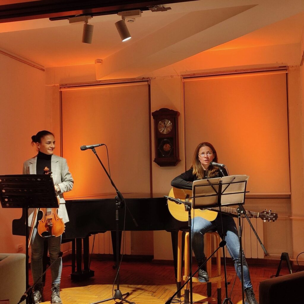 Performing my music with Miona Caran Markov, Cultural centre Parobrod, Belgrade 2024.