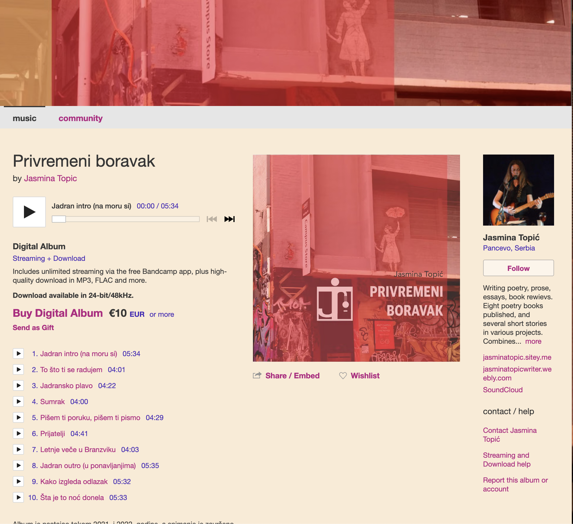 Privremeni boravak by Jasmina Topić on Bandcamp